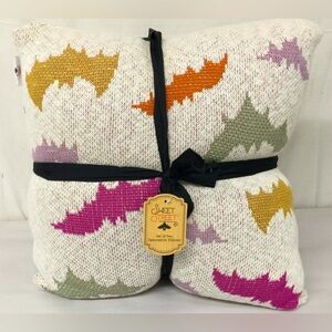 NWT Sweet Street Colorful Rainbow Halloween Bat Cotton Pillow Set Fall Autumn